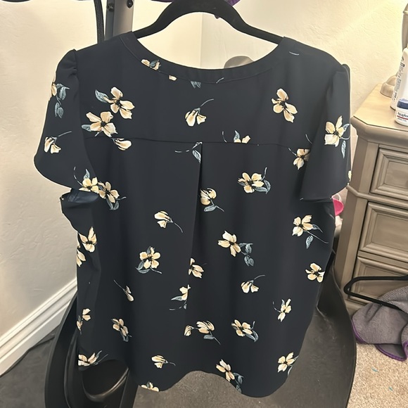 Hilary Radley Large Blouse Top Shirt Navy - Picture 3 of 4